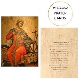 Cartão De Lugar Rua. Catherine de Alexandria Orthodox Prayer Card