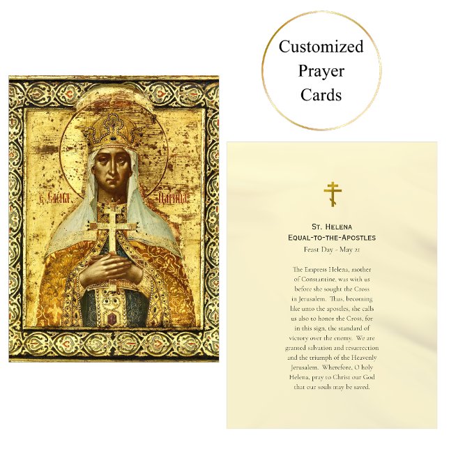 Cartão De Lugar Rua: Helena Orthodox Christian Icon Prayer Card (Criador carregado)