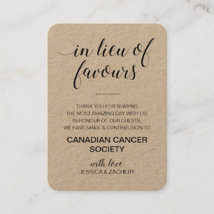 Cartão De Lugar Rustic Em Vez De Favor Casamento De Donativos