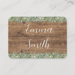 Cartão De Lugar Rustic Gold Eucalyptus & White Floral Wood Wedding