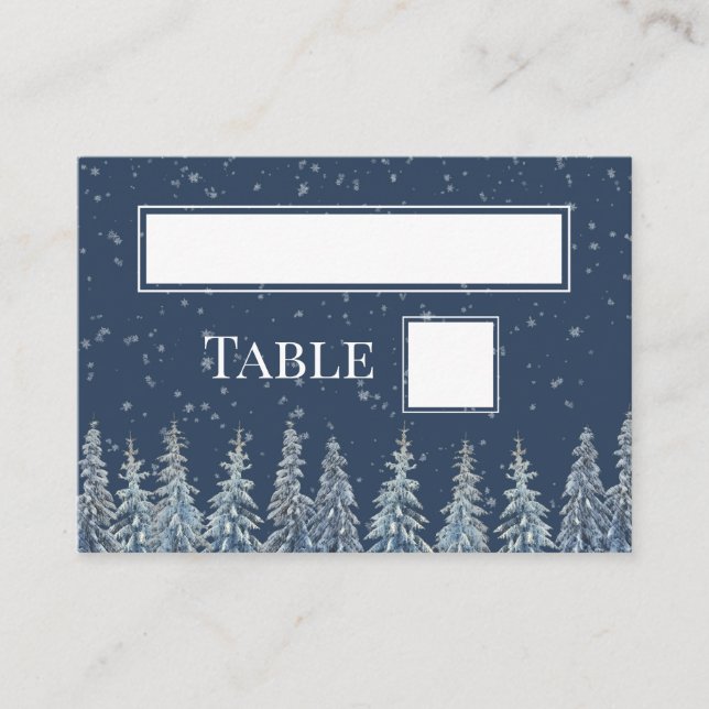 Cartão De Lugar Rustic Winter Forest Wedding Place Setting Cards (Frente)
