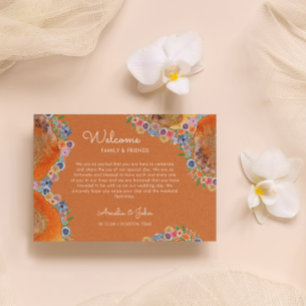 Cartão De Lugar Saco de Boas-Vindas de Casamento Boho Laranja Quei