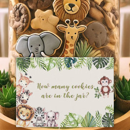 Cartão De Lugar Safari Jungle Chá de fraldas Cookie Jar Adivinhand