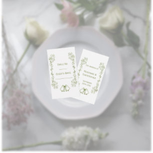 Cartão De Lugar Sage Bells Scrollwork Design Casamento