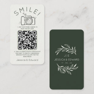 Cartão De Lugar Sage Green Cream Fotografias memoráveis Qr Code ca