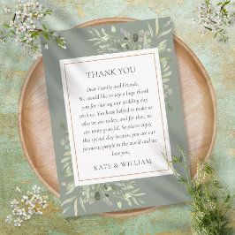 Cartão De Lugar Sage Green Watercolor Casamento Verde Obrigado