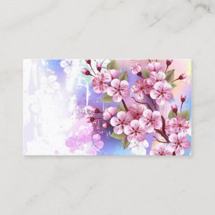 Cartão De Lugar Sakura rosa no fundo da pintura