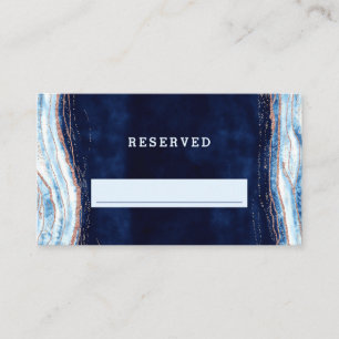 Cartão De Lugar Sapphire Blue Rosa Reserved Seating Wedding