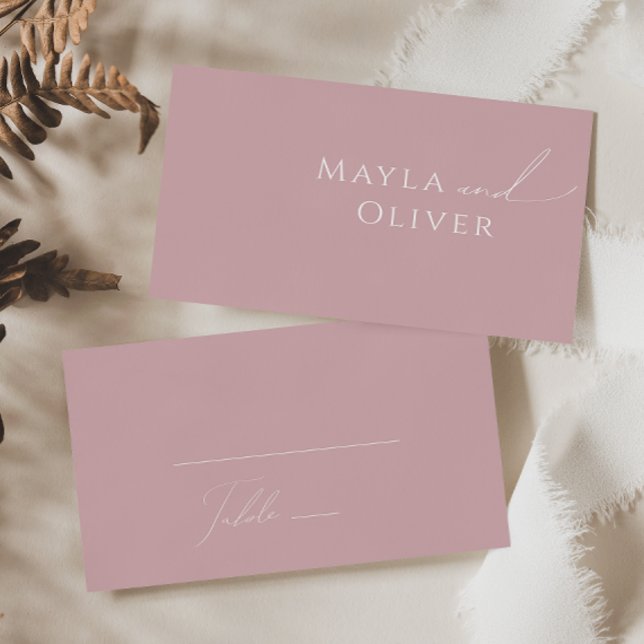 Cartão De Lugar Script Whimsical | Dusty Rosa Flat Wedding (Criador carregado)