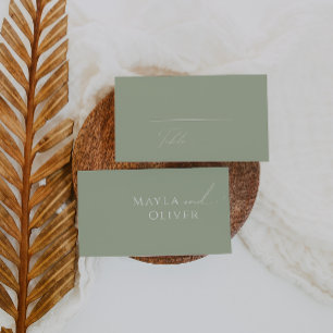 Cartão De Lugar Script Whimsical Sage Green Flat Wedding