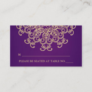 Cartão de lugar sentado inspirado na Índia, roxo e