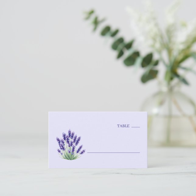 Cartão De Lugar Serene Lavender Botanical Illustration (Em pé/Frente)