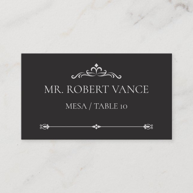 Cartão De Lugar Silver Elegance Collection Wedding Place Card (Frente)