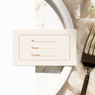 Cartão De Lugar Simples Boho Ivory Wedding Entree Choice Flat