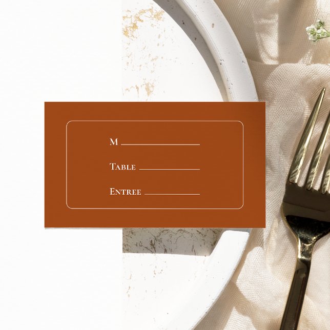 Cartão De Lugar Simples Boho Terracotta Wedding Entree Choice Flat (Criador carregado)