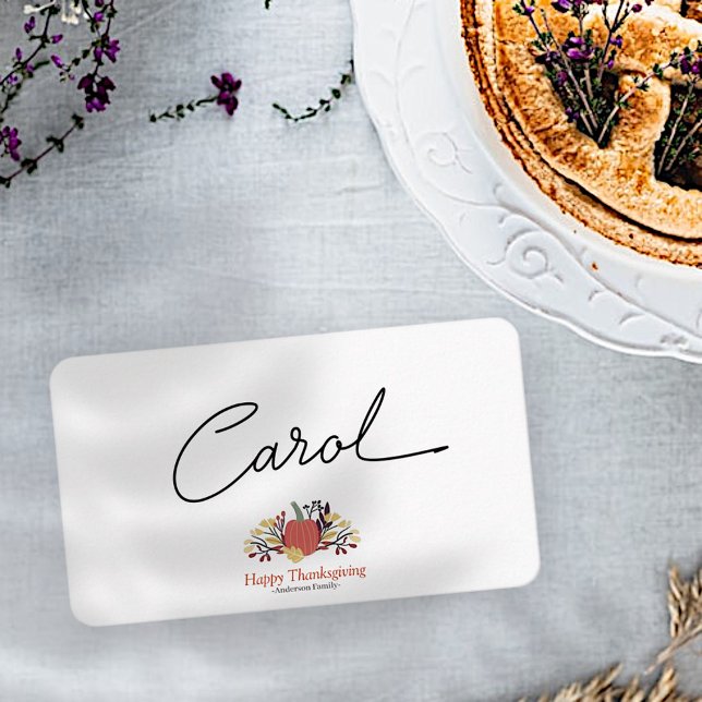 Cartão De Lugar Simples Chic Autumn Pumpkins Ação de Graças (Criador carregado)