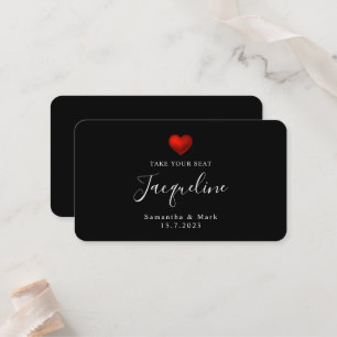 Cartão de Lugar Simples de Casamento Vermelho de C