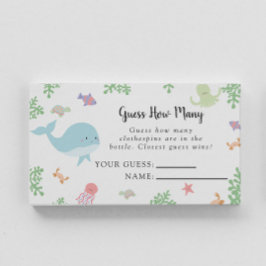 Cartão De Lugar Sob o Chá de fraldas do mar adivinha quantos cartõ