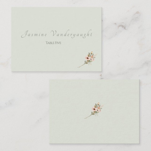 Cartão De Lugar Soft Sage Botanical Wedding Escort Cards (Frente/Verso)