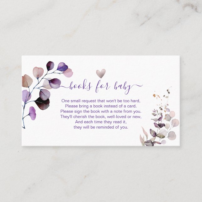 Cartão De Lugar Solicitação de Livro PixDezines H2 Roxo Eucalipto  (Frente)