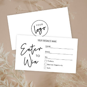 Cartão De Lugar Sorteio de Logotipo de Negócios Simples Entre para