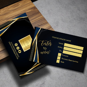 Cartão De Lugar Sorteio do Logotipo Black Gold Entre para Ganhar B