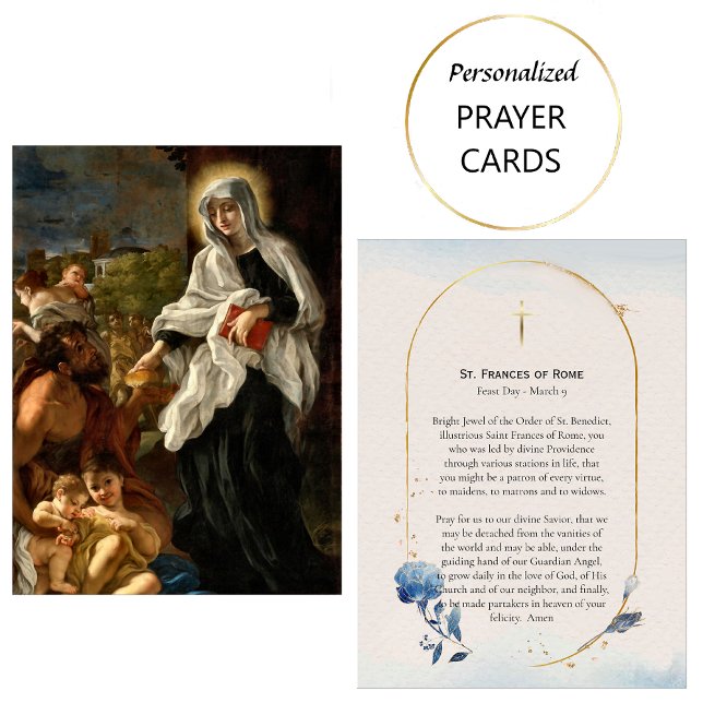 Cartão De Lugar St. Frances of Rome Catholic Prayer Card           (Criador carregado)