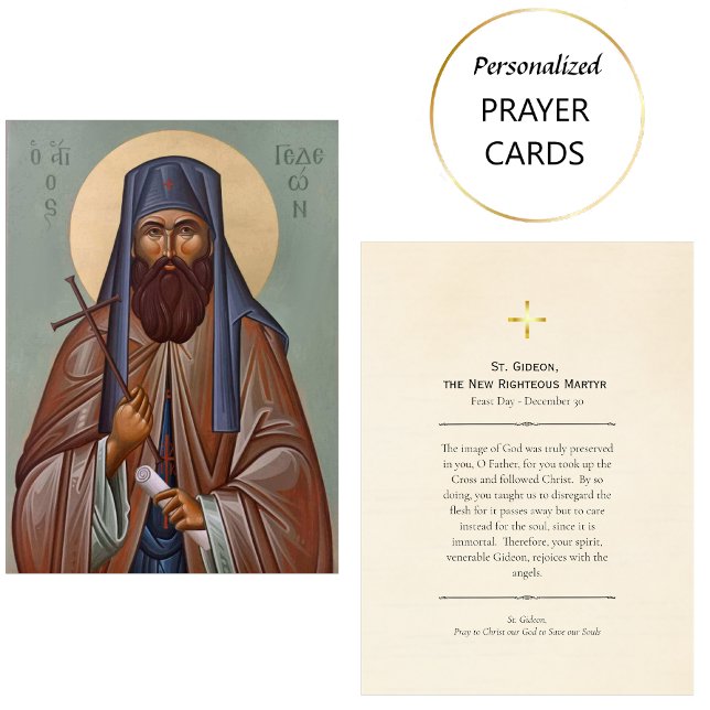 Cartão De Lugar St. Gideon, Righteous Martyr Prayer Card           (Criador carregado)