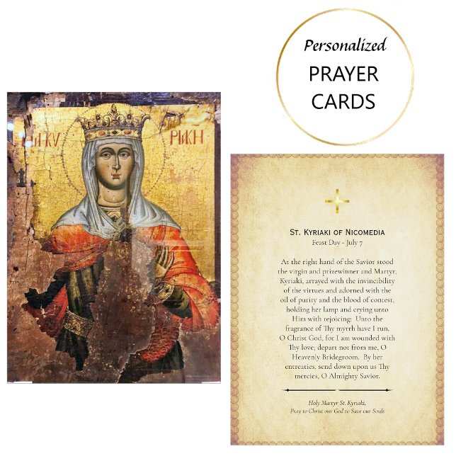Cartão De Lugar St. Kyriaki of Nicomedia Orthodox Prayer Card      (Criador carregado)