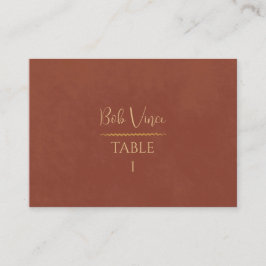 Cartão De Lugar Terracotta e Dourado Boho Luxe Casamento Romântico