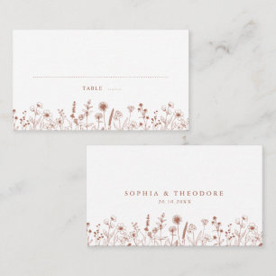 Cartão De Lugar Terracotta Rustic Floral Fall Wildflower Casamento