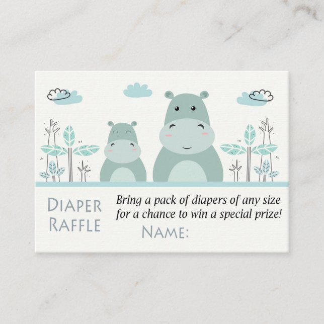 Cartão De Lugar Tíquetes de Fralda Hippo Azul (Frente)
