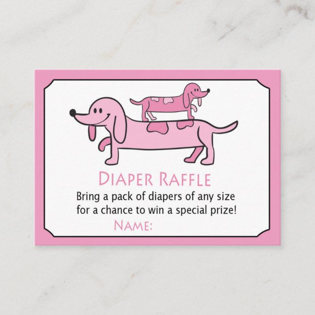 Cartão De Lugar Tíquetes rosa Dachshund Fralda Raffle (Frente)
