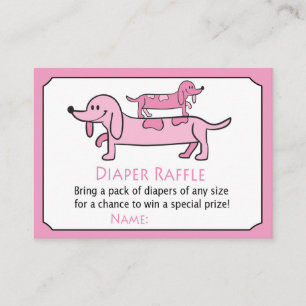 Cartão De Lugar Tíquetes rosa Dachshund Fralda Raffle