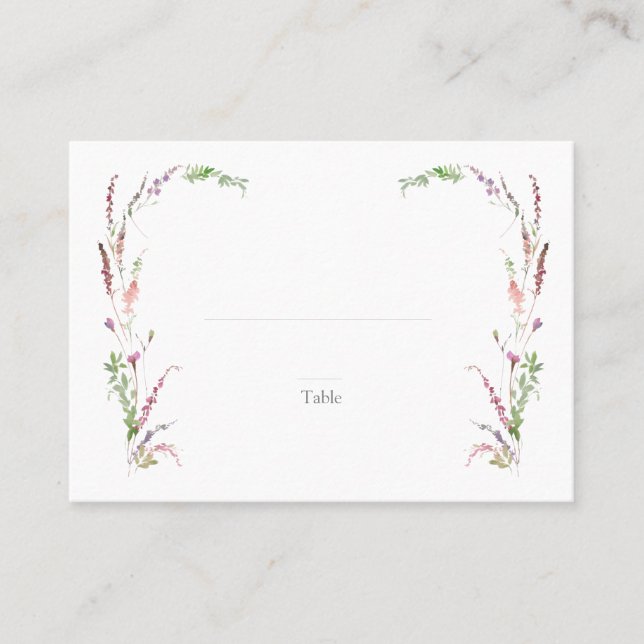 Cartão De Lugar Trendy Elegant Wildflower Wedding Escort (Frente)
