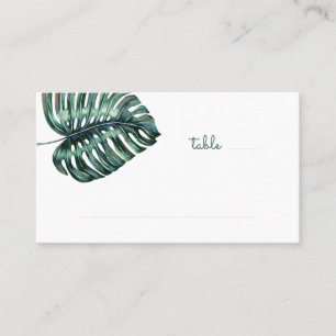 Cartão De Lugar Tropical Monstera Leaf Hashtag Info Flat