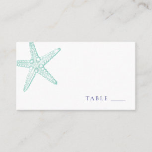 Cartão De Lugar Turquoise Blue Starfish Flat