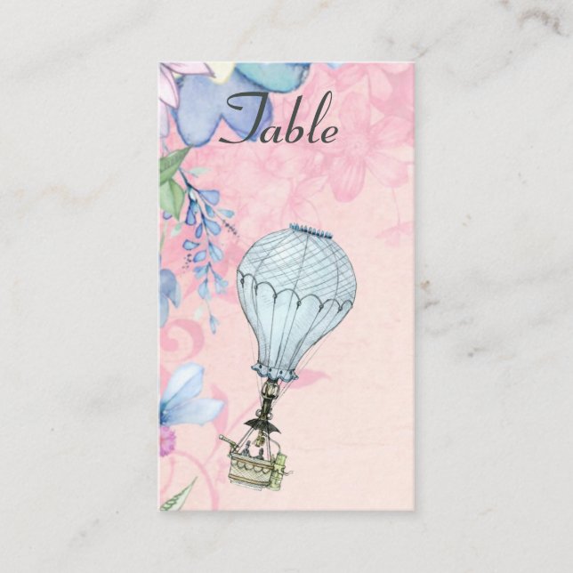 Cartão De Lugar Vintage Hot Air Balloon Weding (Frente)