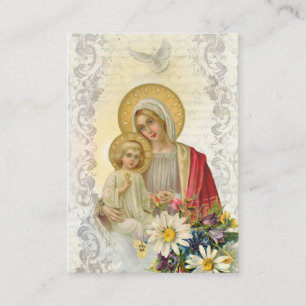 Cartão De Lugar Vintage Mary Jesus Memória Oração Santa