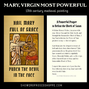 Cartão De Lugar Virgem Religiosa Maria Oradora Punch Devil