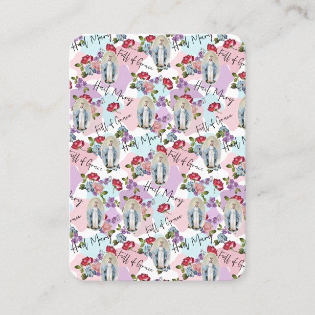 Cartão De Lugar Virgem Religiosa Mary Memória de Oração Católica (Frente)