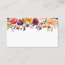 Cartão De Lugar Watercolor Autumn Blooms Garland Casamento outono
