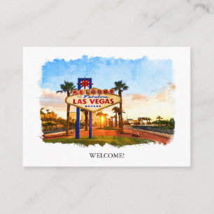 Cartão De Lugar Watercolor Las Vegas Sinal Bem-Vindo Ao Casamento