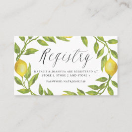 Cartão De Lugar Watercolor Lemon e Greenery Wreath Registry Card