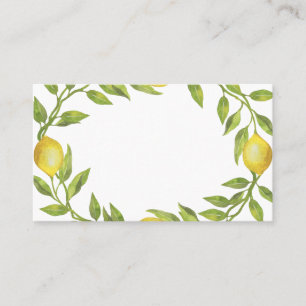 Cartão De Lugar Watercolor Lemon Greenery Wreath Wedding