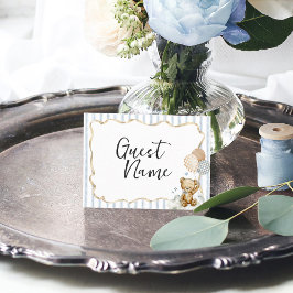 Cartão De Lugar We Can Bearly Wait Watercolor Bear Boy Baby Shower