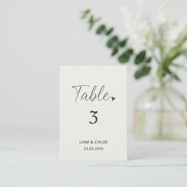 Cartão De Lugar  Wedding Table Number Sign - Stylish Modern (Em pé/Frente)