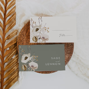 Cartão De Lugar Whimsic Wildflower Ivory Flat Wedding