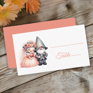 Cartão De Lugar Whimsical Gnome Woodland Laranja Casamento Escort