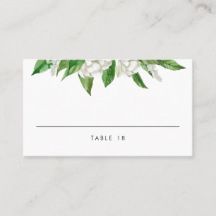 Cartão De Lugar White Watercolor Floral Blooms Greenerescência Cas